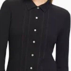 Goldie Lewinter Running Stitch Black Button Down Cotton Shirt size L